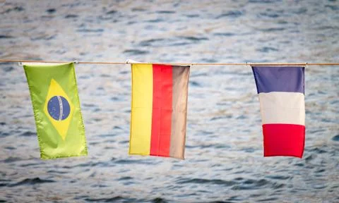 National Flags in the River Stock Photos
