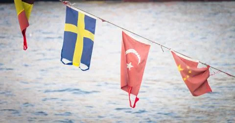 National Flags in the River Stock Photos