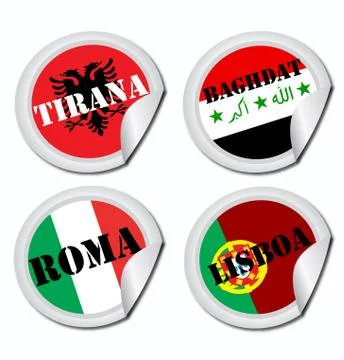 National flags tags Stock Illustration