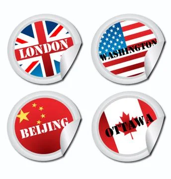 National flags tags Stock Illustration