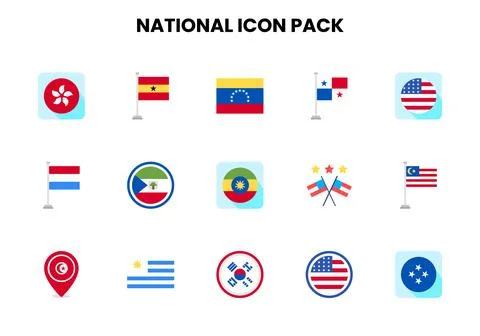 National Flat Graphics Icons Pack Stock Illustration