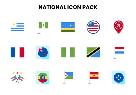 National Flat Graphics Icons Pack Stock Illustration