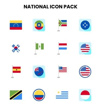 National Flat Icons Pack Ilustración de archivo
