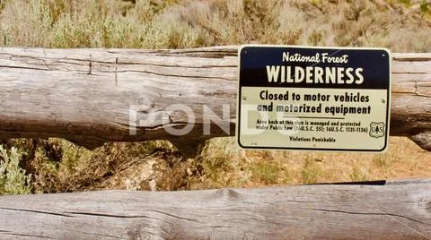 National Forest Wilderness sign, Snake Gulch Canyon, Arizona. Stock Photos