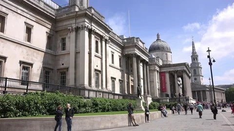 The National Gallery museum at Trafalgar... | Stock Video | Pond5