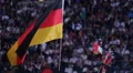 National German Flags People Audience Championship Game Cheerful People Mass HD Footage