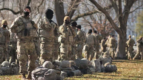 National Guard Capitol Hill Complex Biden Inauguration Security Video stock 147946297