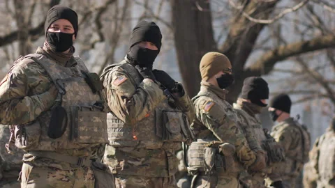 National Guard Capitol Hill Complex Seq Inauguration Security Stock Footage 147946338