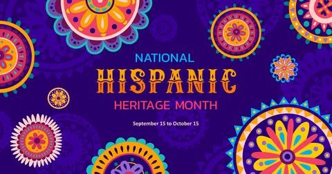 National hispanic month banner with patterns Illustrazione stock