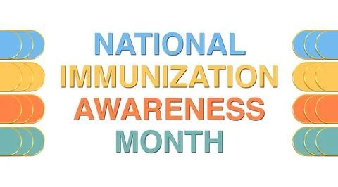 National Immunizationwareness Month text reveal on white background Stock Illustration