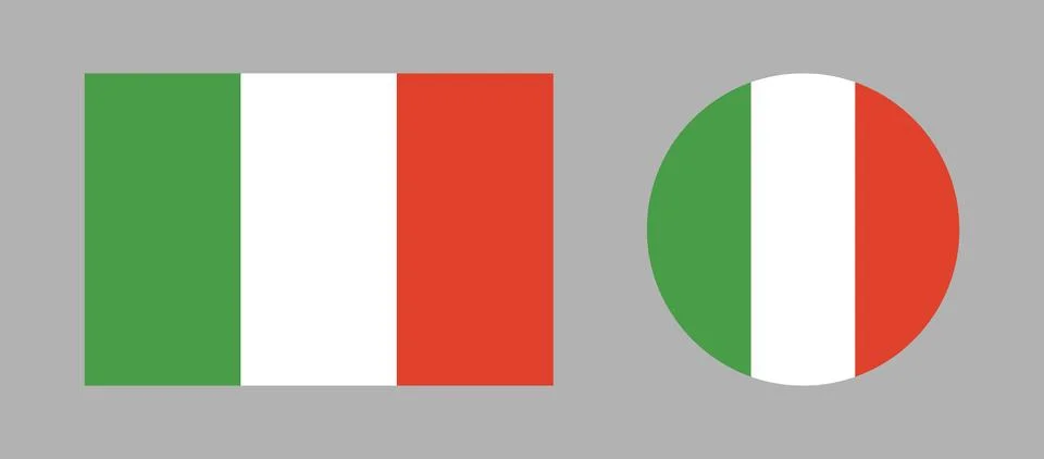 National Italy round, rectangular flag badges. Set of Italian Flag Circle Illustrazione stock