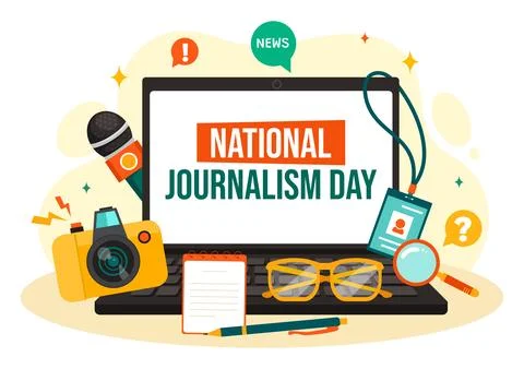 National Journalism Day Vector Illustration to Recognition and Appreciation.. Stock Illustration