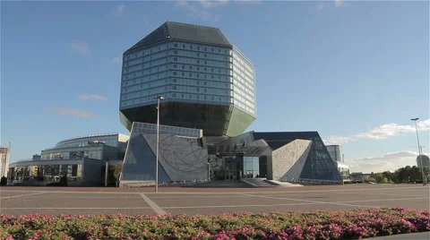 The National library of Belarus in Minsk Stock Footage 59589742