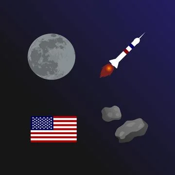 National moon day flat vector collection Stock Illustration