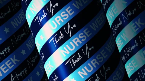 National Nurse Week text 3D on blue paper tube pattern Stock Footage 280390502