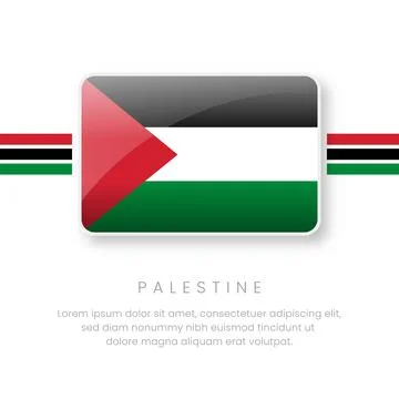 National Palestine Flag.Vector Palestine Button Flag. Realistic National Fl.. Stock Illustration