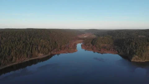National Park Concept, Lake Inlet and Boreal Forest, Aerial Vídeo Stock 149592353