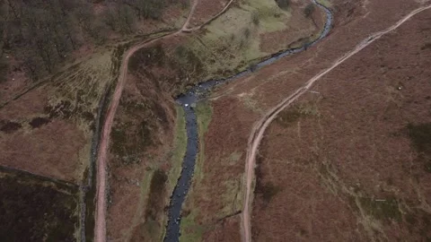 National Park Peak District , Three Shire Heads near Buxton , view from dro.. Vídeos de archivo 237694359