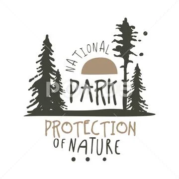 National park protection of nature design template, hand drawn vector Stock Illustration