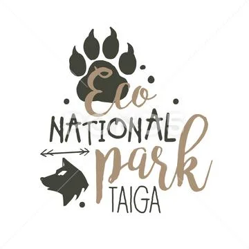 National park Taiga promo sign, hand drawn vector Illustration Stock Illustration