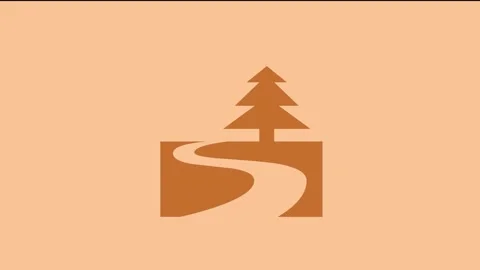 National park with tree shape icon brown color animation Stock Footage 279011624