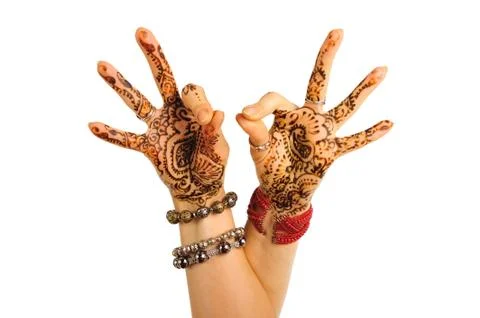 National patterns on hands. Stock Photos