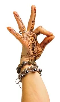 National patterns on hands.image of hands on a white background Stock Photos