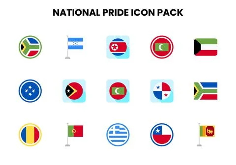 National Pride Flat Graphics Icons Pack Stock Illustration