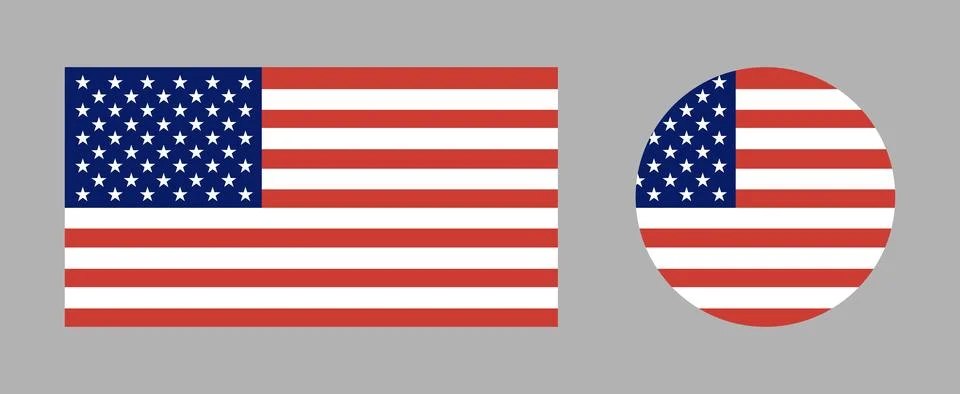 National round, rectangular flag set of the United States. American flag Stock Illustration