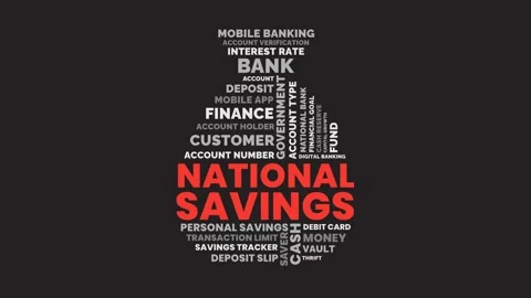 National Savings Word Cloud Animation for Financial Planning Government Bon.. Stock Footage 341552002
