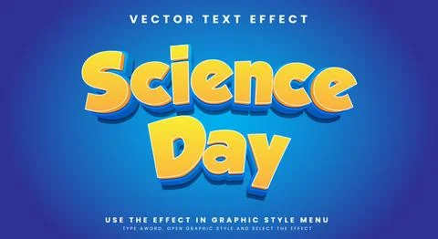 National science day 3d editable text effect Stock Illustration
