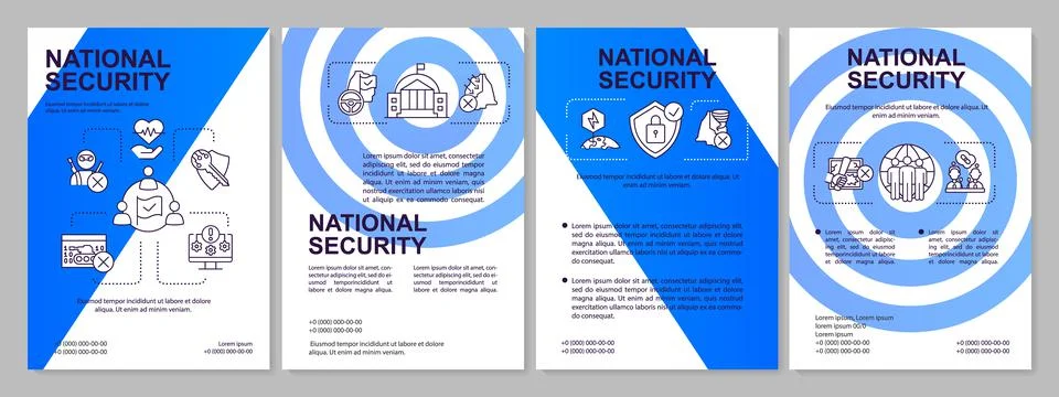 National security program blue brochure template Stock Illustration