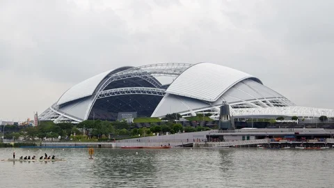 The National Stadium is multi-purpose stadium located in Kallang, Singapore Stock Footage 124228475