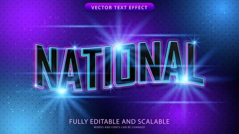 National text effect editable eps file Stock Illustration