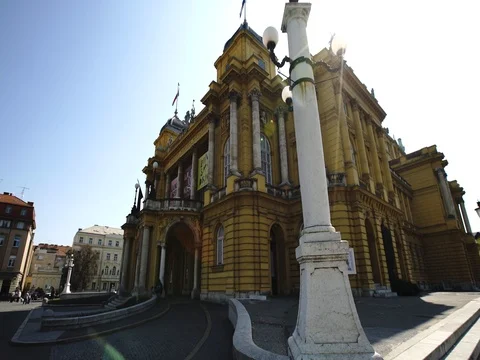 National Theatre in Zagreb Stock Footage