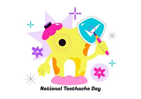 National Toothache Day Vector Illustration On February 9 Promoting Dental H.. Stock Illustration