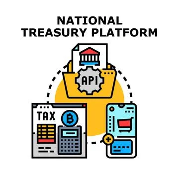 National treasury platform managing digital financial transactions 库存插图
