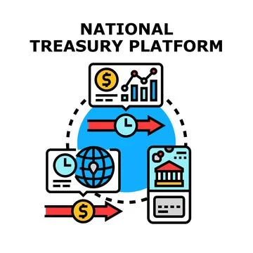 National treasury platform managing global finance and banking Stock Illustration