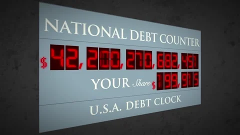 National US Debt Clock Finance Sign Money Economy Dolly In 4 Stock Footage 320807178