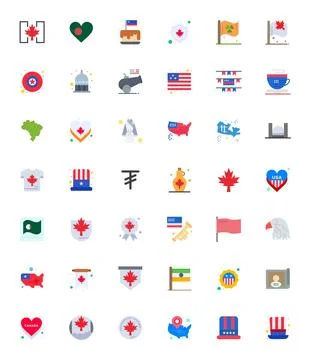 National Vector Icon Set with 42 Flat 128x128 Detail Enhanced Graphics Stock Illustration