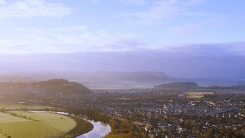 National Wallace Monument is a tower standing on the Abbey Craig hilltop Video stock 101194804