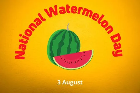 National watermelon day, 3 August,Pattern of sliced fresh watermelon on yello Stock Illustration