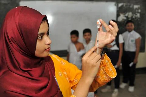 Nationwide Typhoid Vaccination Program 2025 in Bangladesh Photos