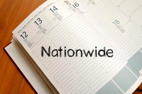 Nationwide write on notebook Stock Photos