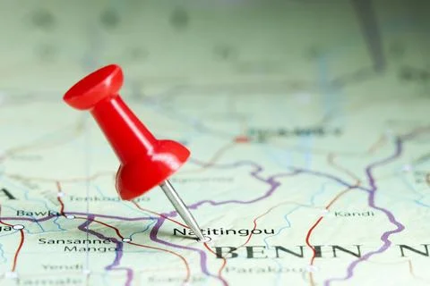 Natitingou, Benin pin on map Stock Photos