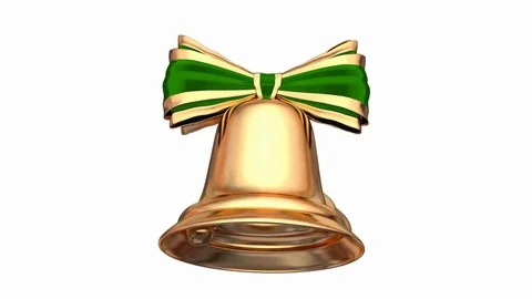 Native 60 fps looping 3D animation of the golden Christmas bells Stockbeeldmateriaal 79957501