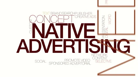 Native advertising animated word cloud. Kinetic typography. Stock Footage 68712517