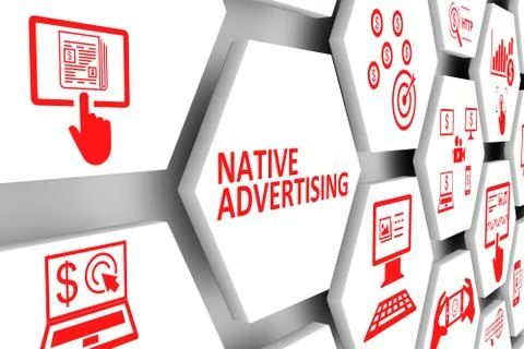 NATIVE ADVERTISING concept cell background 3d illustration Stock Illustration