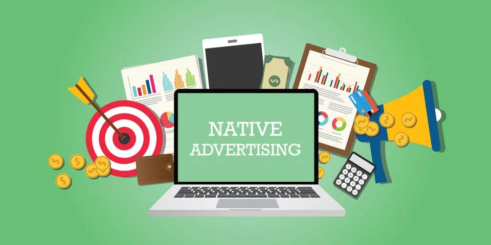 Native advertising concept with marketing Stock Illustration
