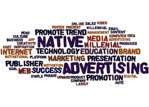 Native Advertising, word cloud concept Stock Illustration
